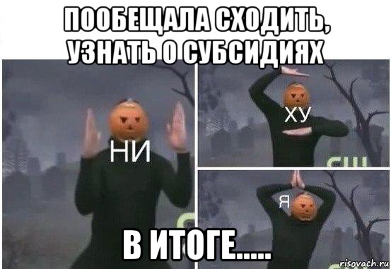 пообещала сходить, узнать о субсидиях в итоге....., Мем  Ни ху Я