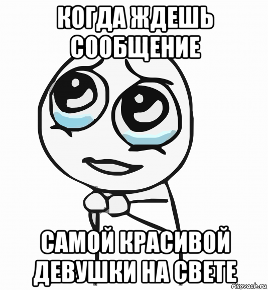 когда ждешь сообщение самой красивой девушки на свете, Мем  ну пожалуйста (please)