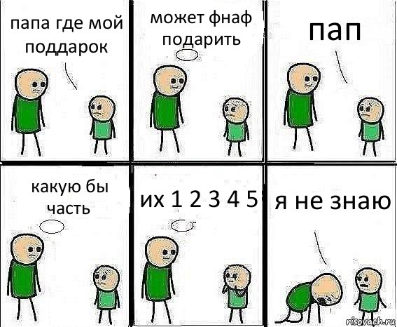 папа где мой поддарок может фнаф подарить пап какую бы часть их 1 2 3 4 5 я не знаю