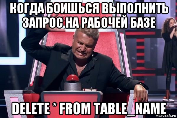 когда боишься выполнить запрос на рабочей базе delete * from table_name