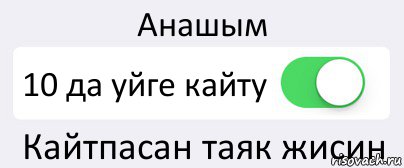 Анашым 10 да уйге кайту Кайтпасан таяк жисин, Комикс Переключатель