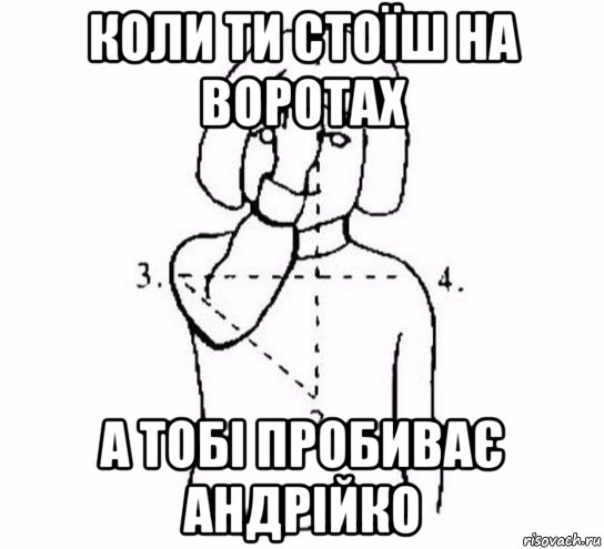 коли ти стоїш на воротах а тобі пробиває андрійко, Мем  Перекреститься