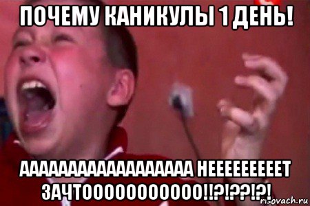 почему каникулы 1 день! аааааааааааааааааа нееееееееет зачтооооооооооо!!?!??!?!, Мем  Сашко Фокин орет