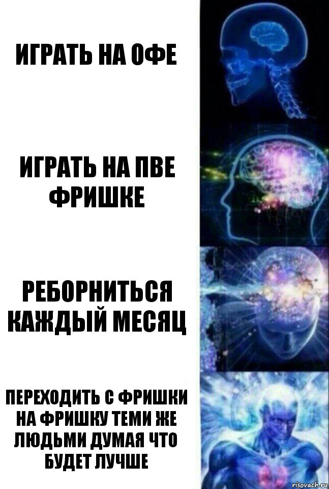 играть на офе играть на пве фришке реборниться каждый месяц переходить с фришки на фришку теми же людьми думая что будет лучше, Комикс  Сверхразум