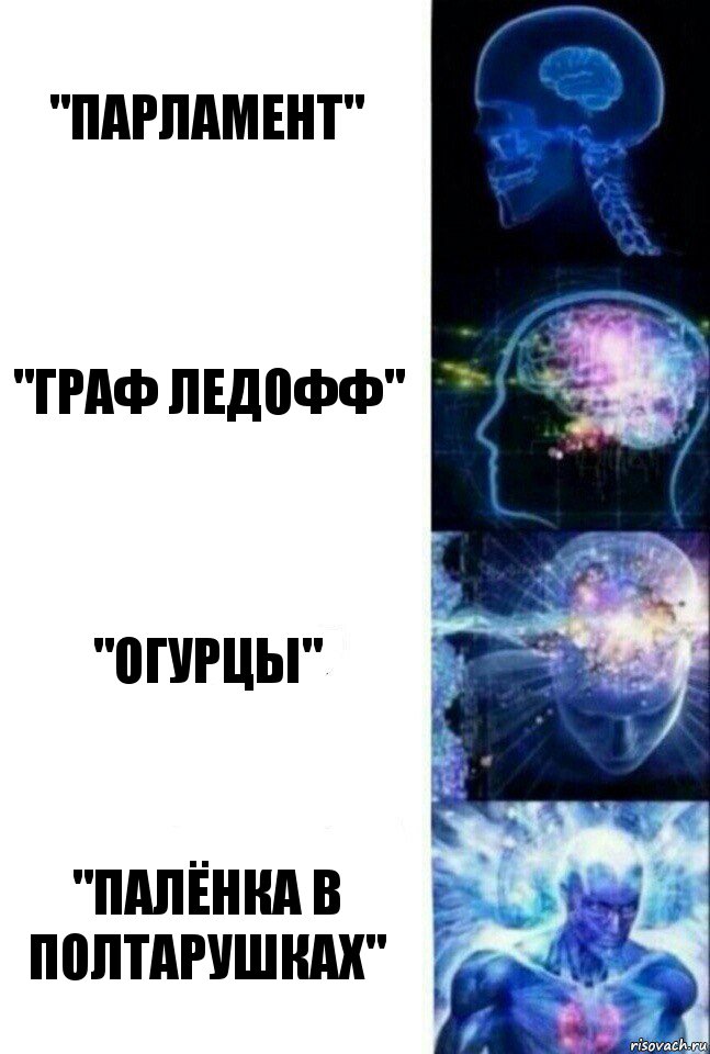 "Парламент" "Граф Ледофф" "Огурцы" "Палёнка в полтарушках", Комикс  Сверхразум