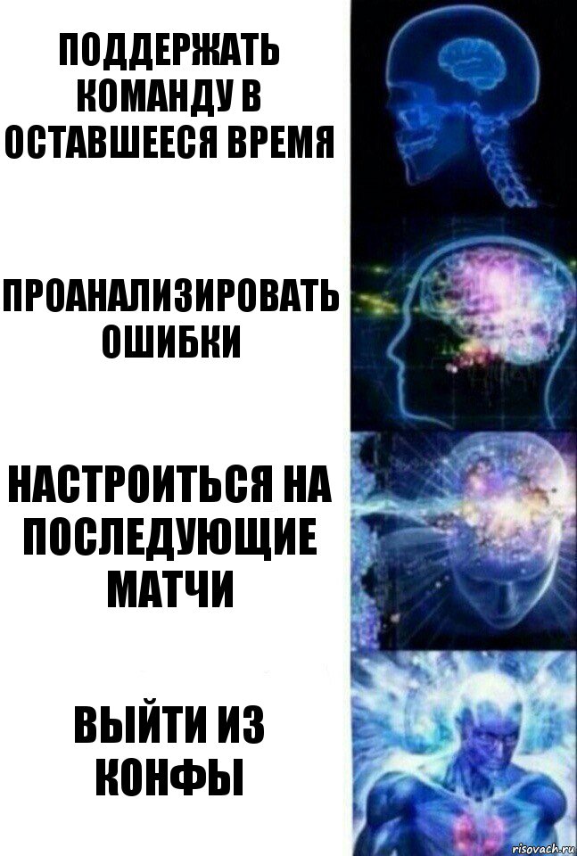 поддержать команду в оставшееся время проанализировать ошибки настроиться на последующие матчи выйти из конфы, Комикс  Сверхразум