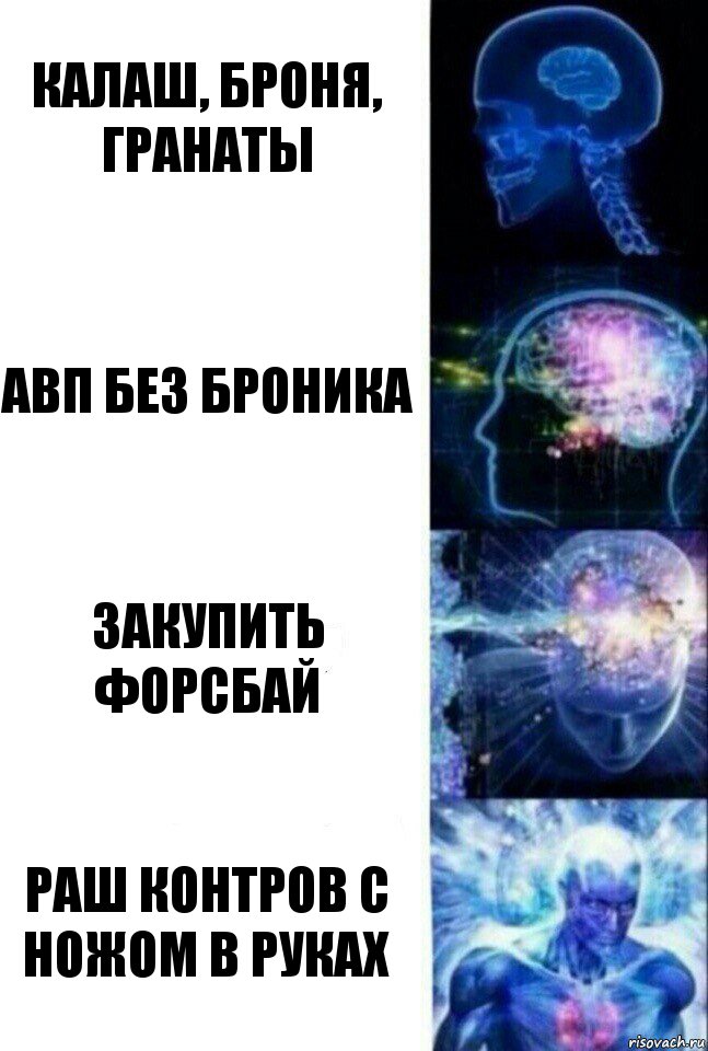 калаш, броня, гранаты авп без броника закупить форсбай раш контров с ножом в руках, Комикс  Сверхразум