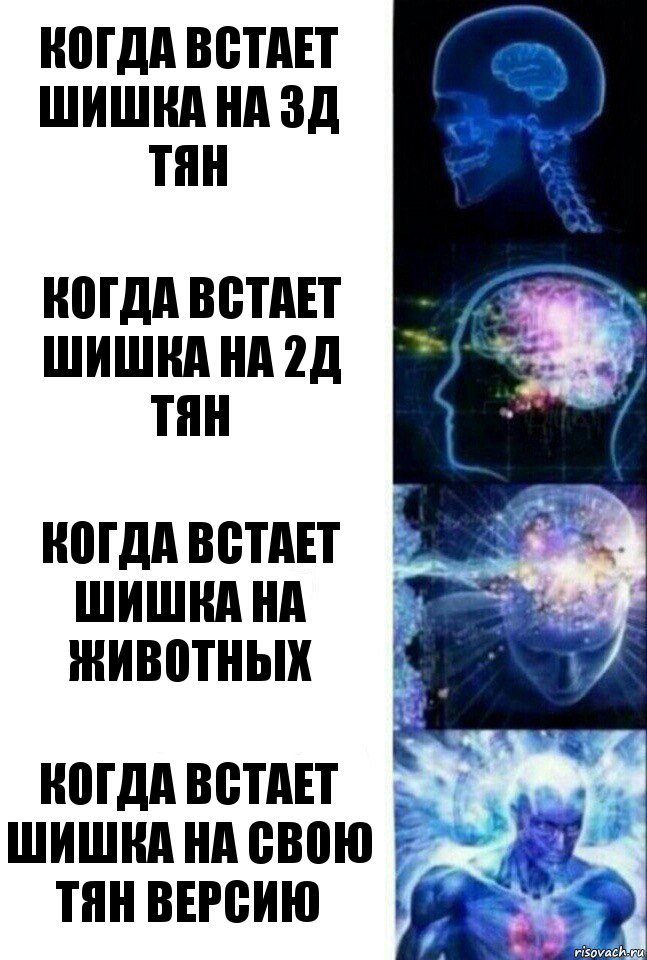 Когда встает шишка на 3д тян Когда встает шишка на 2д тян Когда встает шишка на животных Когда встает шишка на свою тян версию, Комикс  Сверхразум