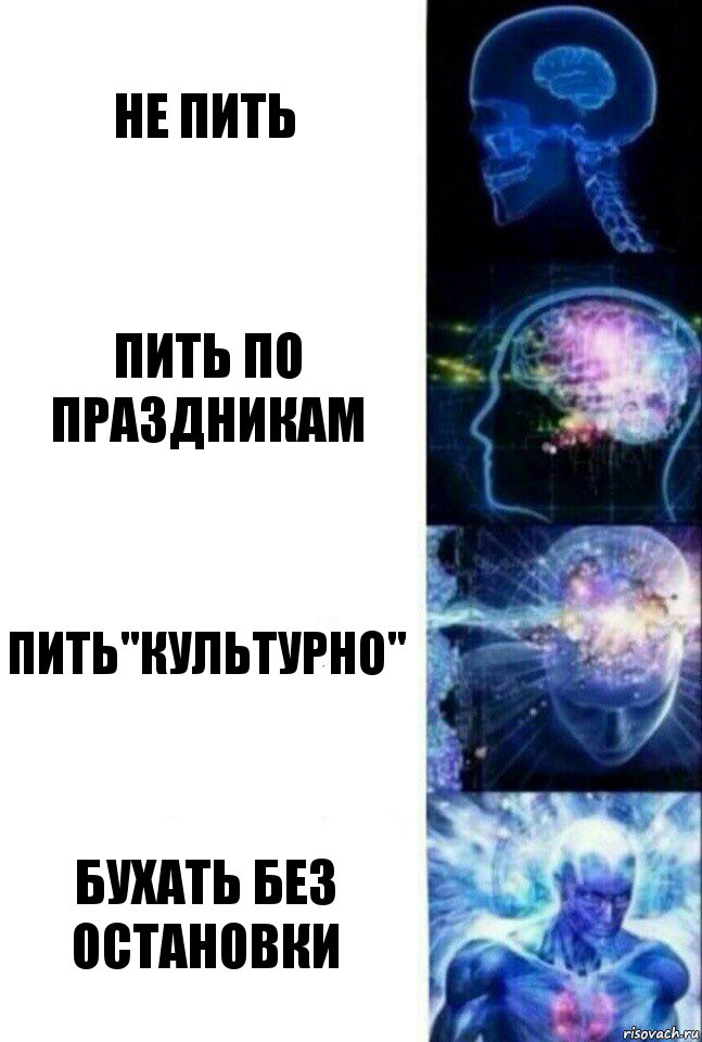 Не пить Пить по праздникам Пить"культурно" Бухать без остановки, Комикс  Сверхразум