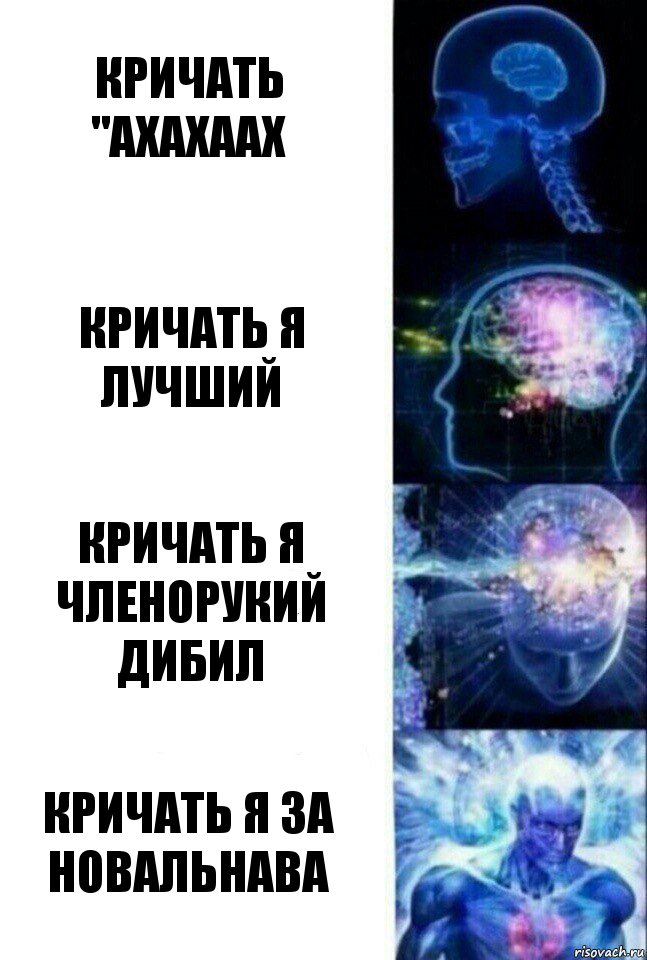 Кричать "АХАХААХ КРИЧАТЬ Я ЛУЧШИЙ КРИЧАТЬ Я ЧЛЕНОРУКИЙ ДИБИЛ КРИЧАТЬ Я ЗА НОВАЛЬНАВА, Комикс  Сверхразум