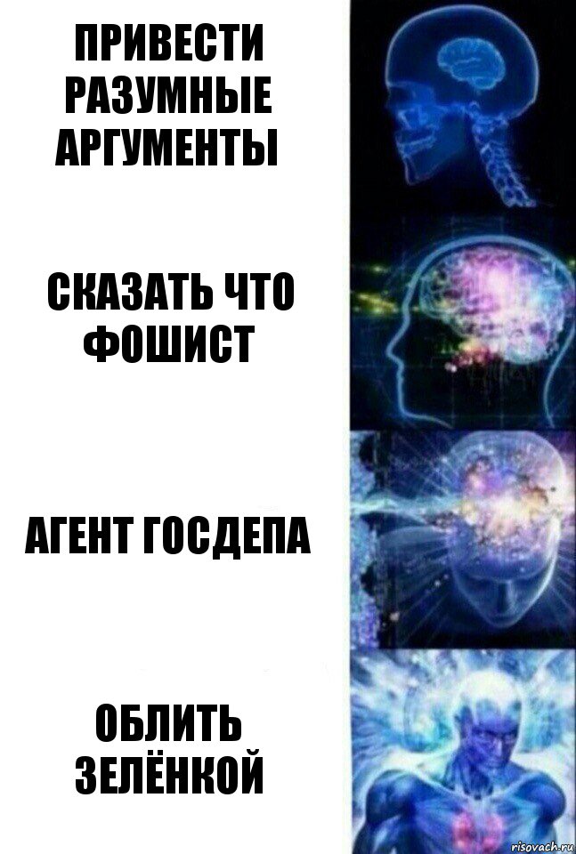 Привести разумные аргументы Сказать что фошист Агент госдепа Облить зелёнкой, Комикс  Сверхразум