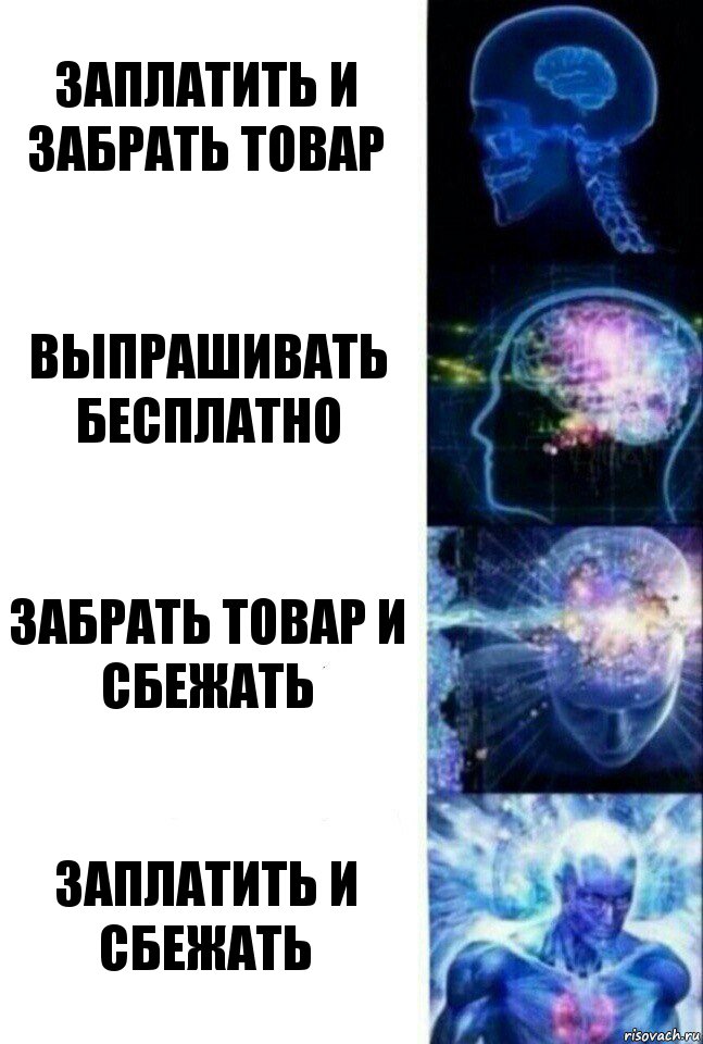 Заплатить и забрать товар Выпрашивать бесплатно Забрать товар и сбежать Заплатить и сбежать, Комикс  Сверхразум