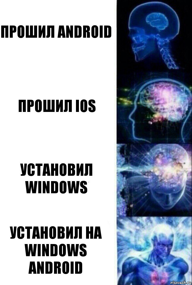 Прошил ANDROID Прошил IOS Установил WINDOWS УстаНОВИЛ НА WINDOWS ANDROID, Комикс  Сверхразум