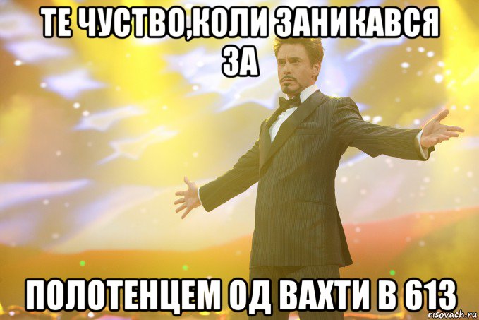 те чуство,коли заникався за полотенцем од вахти в 613, Мем Тони Старк (Роберт Дауни младший)