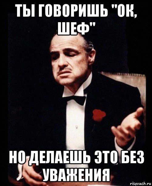 ты говоришь "ок, шеф" но делаешь это без уважения, Мем ты делаешь это без уважения