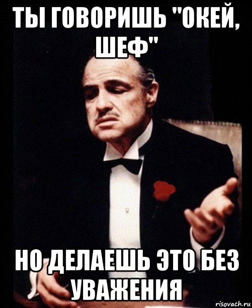 ты говоришь "окей, шеф" но делаешь это без уважения, Мем ты делаешь это без уважения