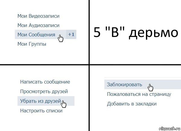 5 "В" дерьмо, Комикс  Удалить из друзей