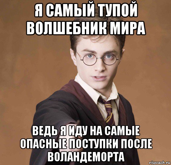 я самый тупой волшебник мира ведь я иду на самые опасные поступки после воландеморта, Мем  Весёлый волшебник