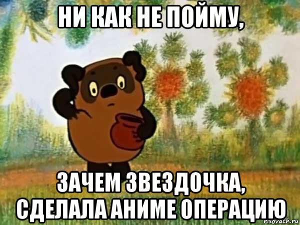 ни как не пойму, зачем звездочка, сделала аниме операцию, Мем Винни пух чешет затылок