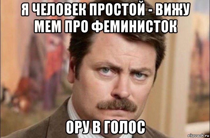 я человек простой - вижу мем про феминисток ору в голос, Мем  Я человек простой