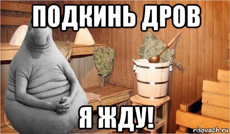 подкинь дров я жду!, Мем  Ждун в бане