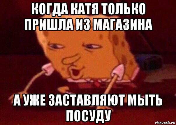 когда катя только пришла из магазина а уже заставляют мыть посуду, Мем    Bettingmemes