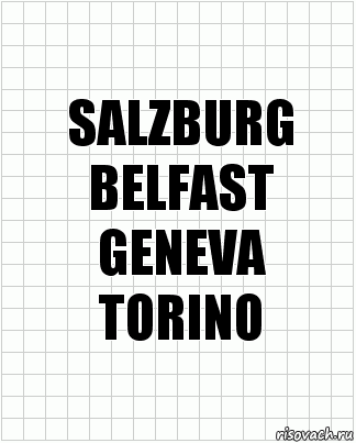 SALZBURG
BELFAST
GENEVA
TORINO, Комикс  бумага