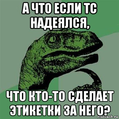 а что если тс надеялся, что кто-то сделает этикетки за него?, Мем Филосораптор