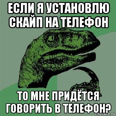 если я установлю скайп на телефон то мне придётся говорить в телефон?, Мем Филосораптор