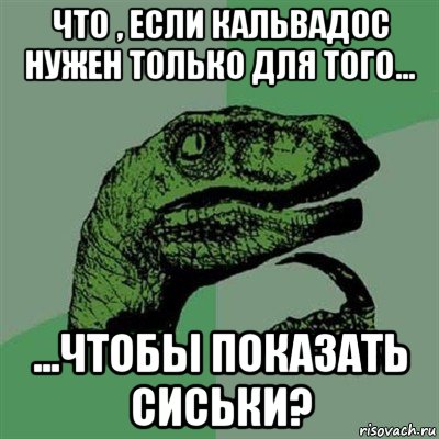 что , если кальвадос нужен только для того... ...чтобы показать сиськи?, Мем Филосораптор