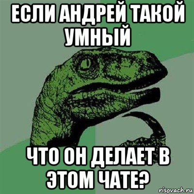 если андрей такой умный что он делает в этом чате?, Мем Филосораптор