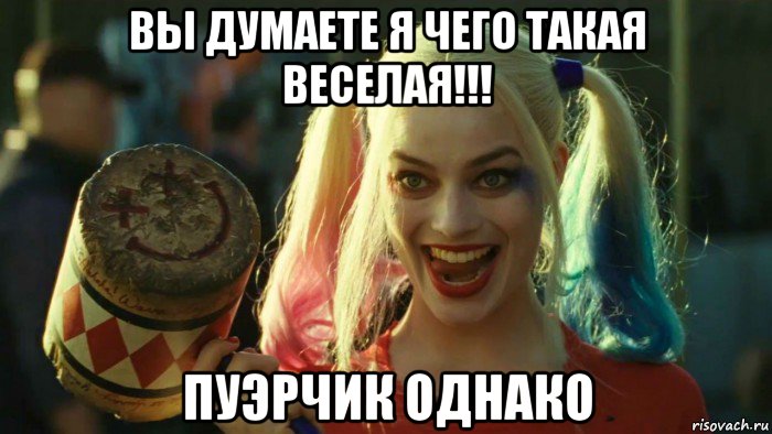 вы думаете я чего такая веселая!!! пуэрчик однако, Мем    Harley quinn