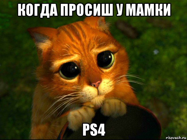 когда просиш у мамки ps4, Мем кот из шрека