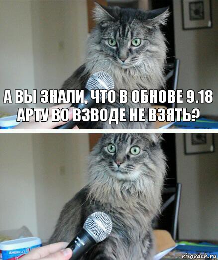 А вы знали, что в обнове 9.18 арту во взводе не взять? , Комикс  кот с микрофоном