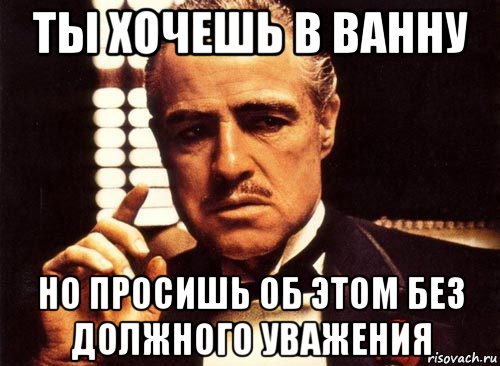 ты хочешь в ванну но просишь об этом без должного уважения, Мем крестный отец