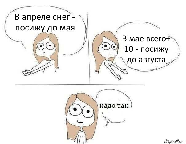В апреле снег - посижу до мая В мае всего+ 10 - посижу до августа, Комикс Надо так