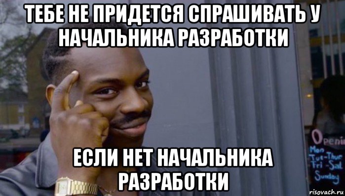 тебе не придется спрашивать у начальника разработки если нет начальника разработки, Мем Не делай не будет