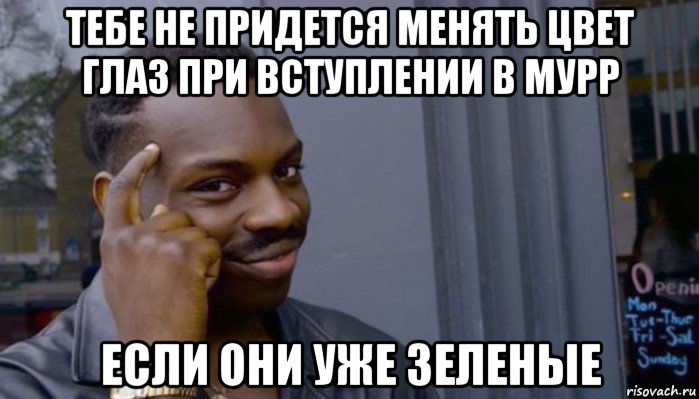 тебе не придется менять цвет глаз при вступлении в мурр если они уже зеленые, Мем Не делай не будет