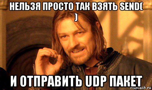 нельзя просто так взять send( ) и отправить udp пакет, Мем Нельзя просто так взять и (Боромир мем)