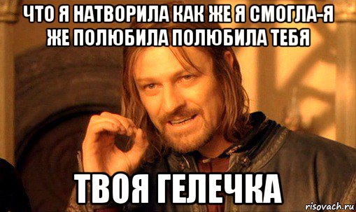 что я натворила как же я смогла-я же полюбила полюбила тебя твоя гелечка, Мем Нельзя просто так взять и (Боромир мем)