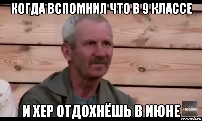 когда вспомнил что в 9 классе и хер отдохнёшь в июне, Мем  Охуевающий дед