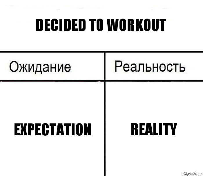 Decided to workout Expectation Reality, Комикс  Ожидание - реальность