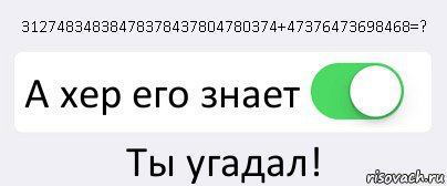 31274834838478378437804780374+47376473698468=? А хер его знает Ты угадал!, Комикс Переключатель