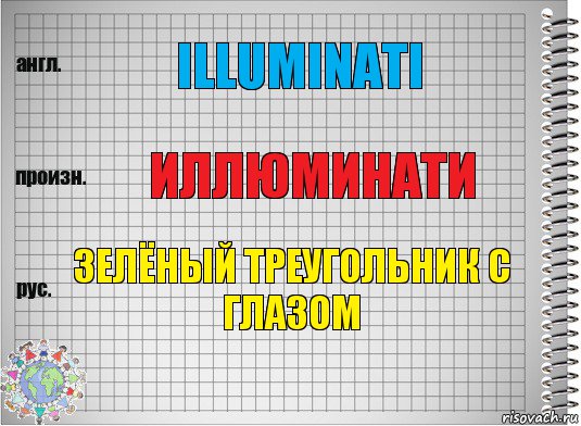 Illuminati Иллюминати Зелёный треугольник с глазом