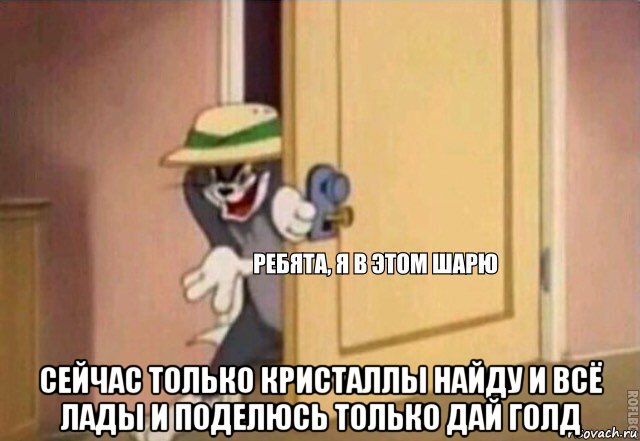  сейчас только кристаллы найду и всё лады и поделюсь только дай голд, Мем    Ребята я в этом шарю