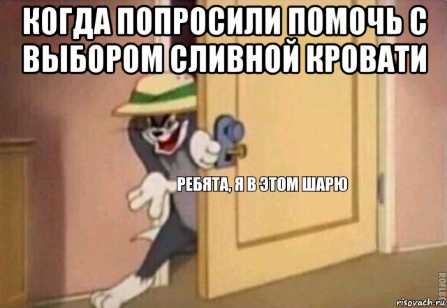 когда попросили помочь с выбором сливной кровати , Мем    Ребята я в этом шарю