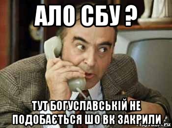 ало сбу ? тут богуславській не подобається шо вк закрили, Мем шпак