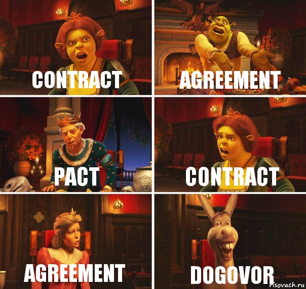 CONTRACT AGREEMENT PACT CONTRACT AGREEMENT DOGOVOR, Комикс  Шрек Фиона Гарольд Осел