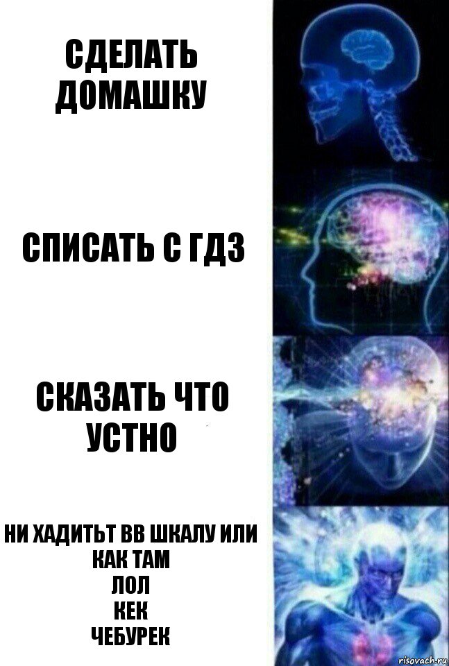 сделать домашку списать с гдз сказать что устно ни хадитьт вв шкалу или как там
лол
кек
чебурек, Комикс  Сверхразум