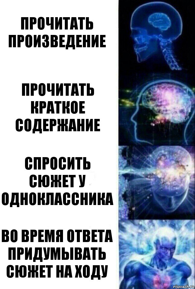 Прочитать произведение Прочитать краткое содержание Спросить сюжет у одноклассника Во время ответа придумывать сюжет на ходу, Комикс  Сверхразум